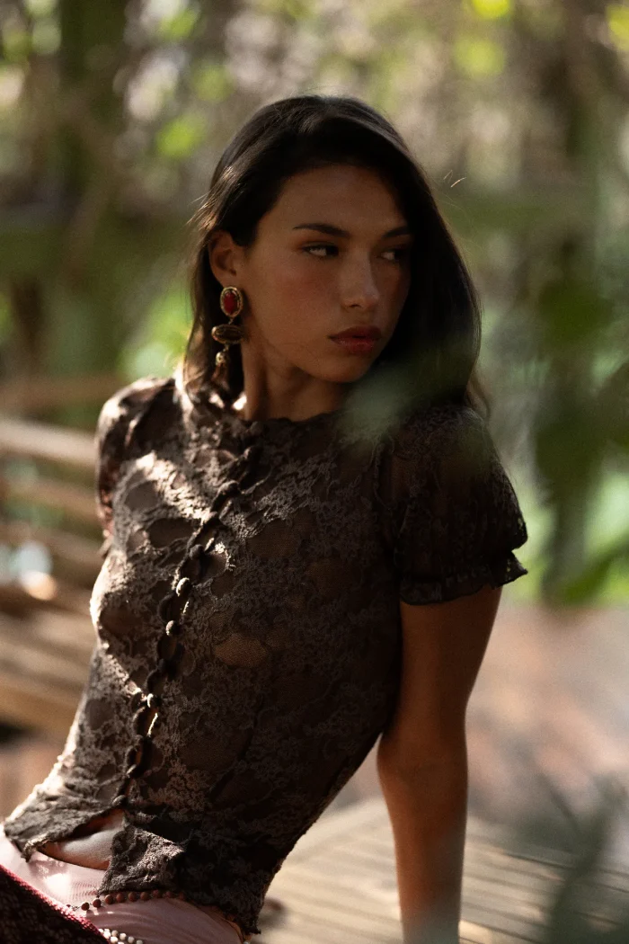 BROWN MAGNOLIA BLOUSE - Image 7